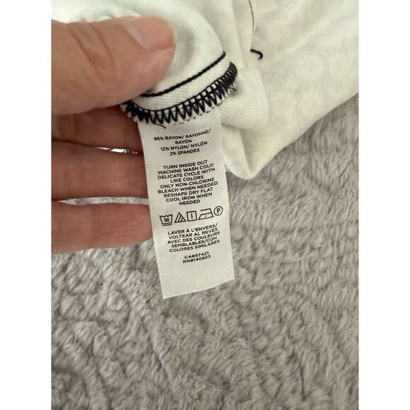 LOFT Black & White Floral A-Line Mini Skirt – Button Front – Size Medium - Picture 8 of 8